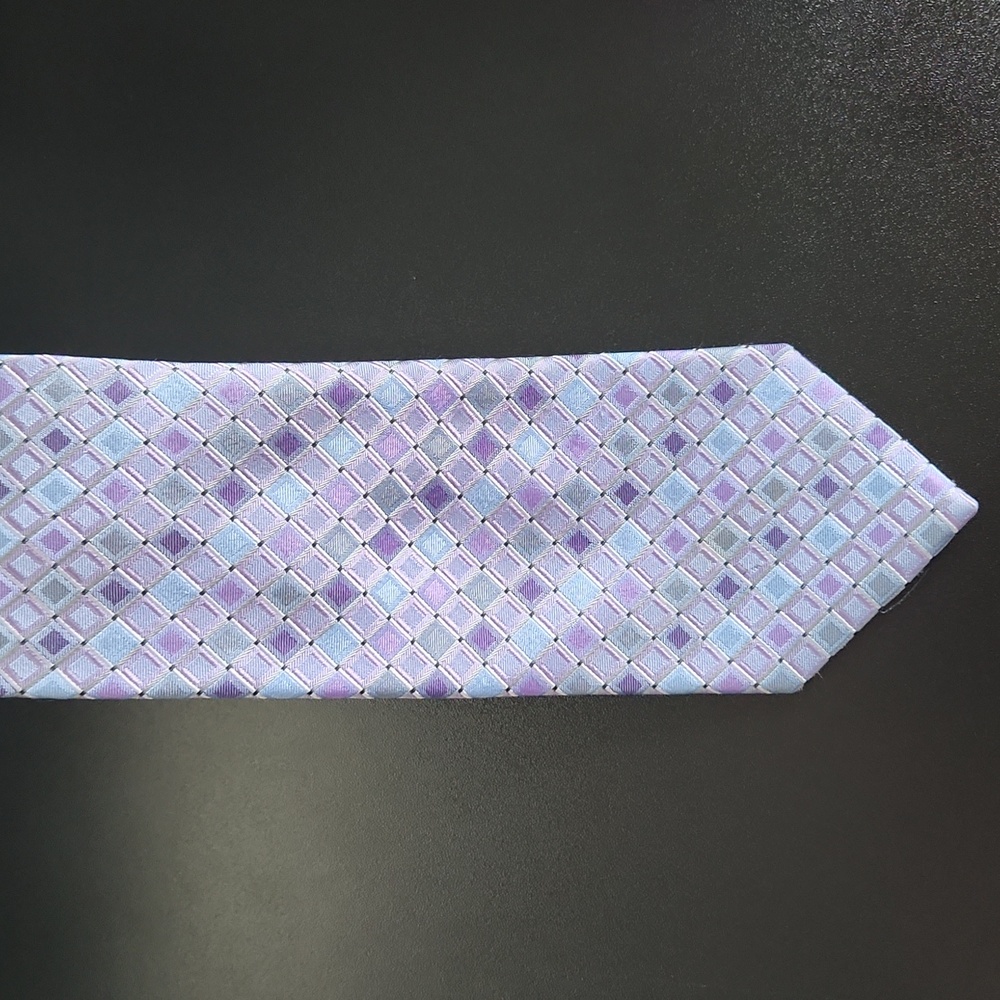 Pronto Uomo tie 100% silk diamond purple blue gray wedding work